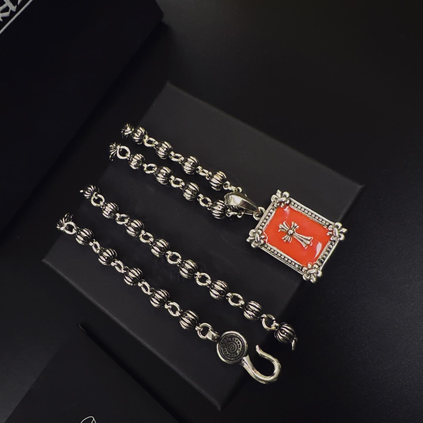 Chrome Hearts Silver Cross Pendant Necklace